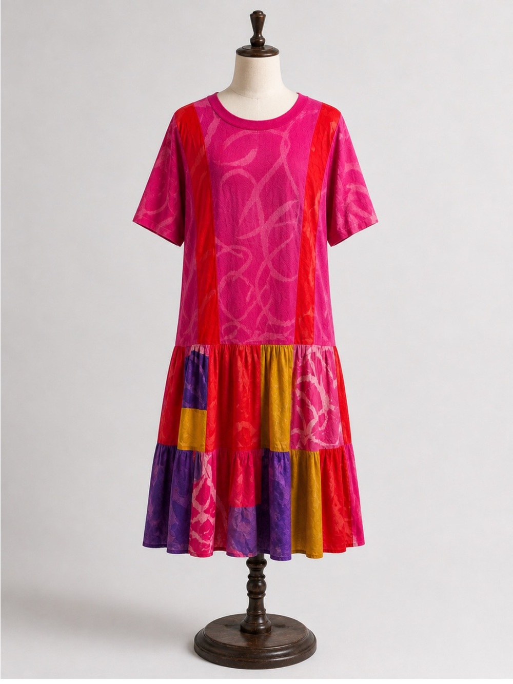 Vintage Lorna Adam’s 80 Boho Patchwork Midi Dress, Small